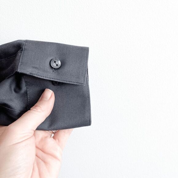 Calvin Klein Mens Slim Fit Dress Shirt Button Non-Iron Stripes Dark Gray Neck15 - Picture 3 of 8